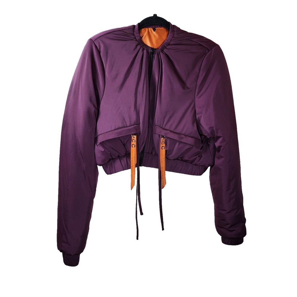 ​Charli Cohen Womens S Cropped Bomber Jacket Purple Orange Athleisure
